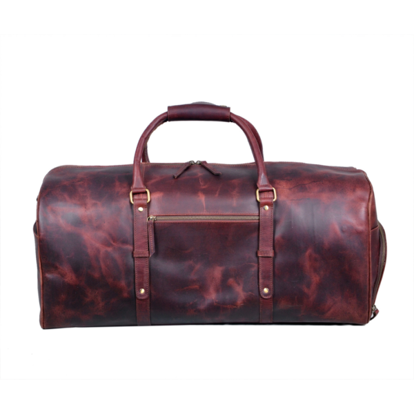 Brown Crunch Leather Duffle Bag for Timeless Travel Style - Image 5