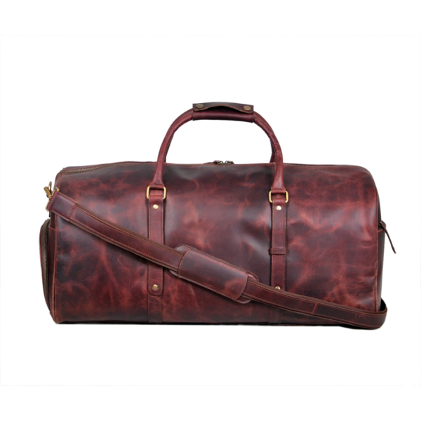 Brown Crunch Leather Duffle Bag for Timeless Travel Style