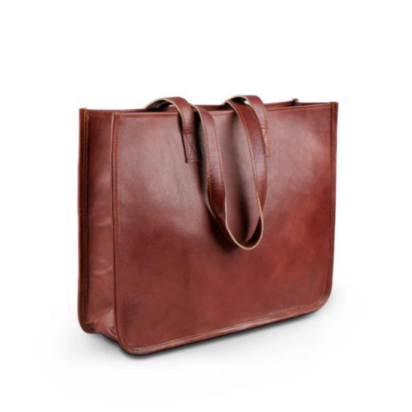 Tan Leather Tote Bag for Timeless Style and Everyday Functionality - Image 3