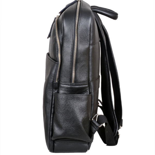 Charcoal Voyager Unisex Leather Travel Backpack - Image 4